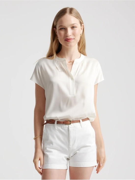 Quince Tops - Quince Women Washable
Stretch Silk Dolman
Sleeve Blouse Ivory
Sleeved Top XS